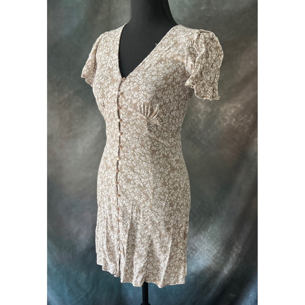 The Workshop Mini Dress Floral Print Button Front Puff Sleeve Size Small - Picture 3 of 7